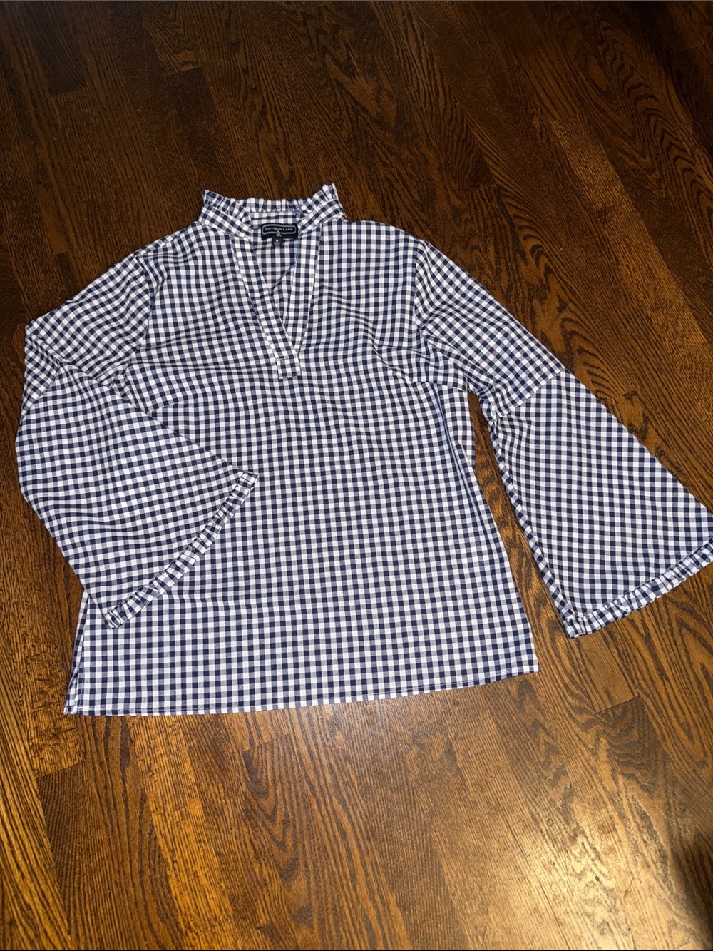 Duffield Lane Navy and White Gingham Blouse